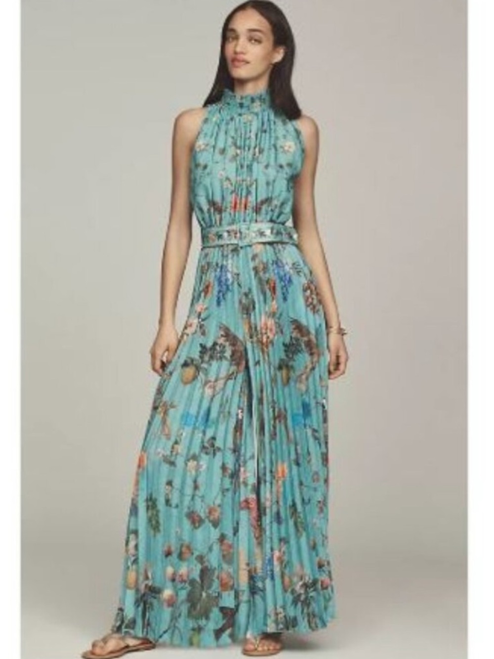 NWT Ranna Gill Blue Floral Pleated Jumpsuit